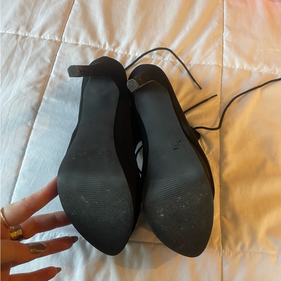 Suede High Heel Platform Tie Up Pumps Charolette Russe Black Shoes - Picture 6 of 11